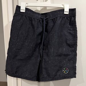 Maui and Sons Black Swim Shorts with Logo Patch